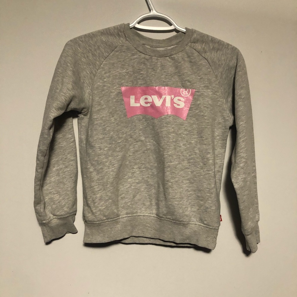 Levi's Swaeter Top Knit Long Sleeve Crew Neck Print Cotton Blend Ribbed Cuff C